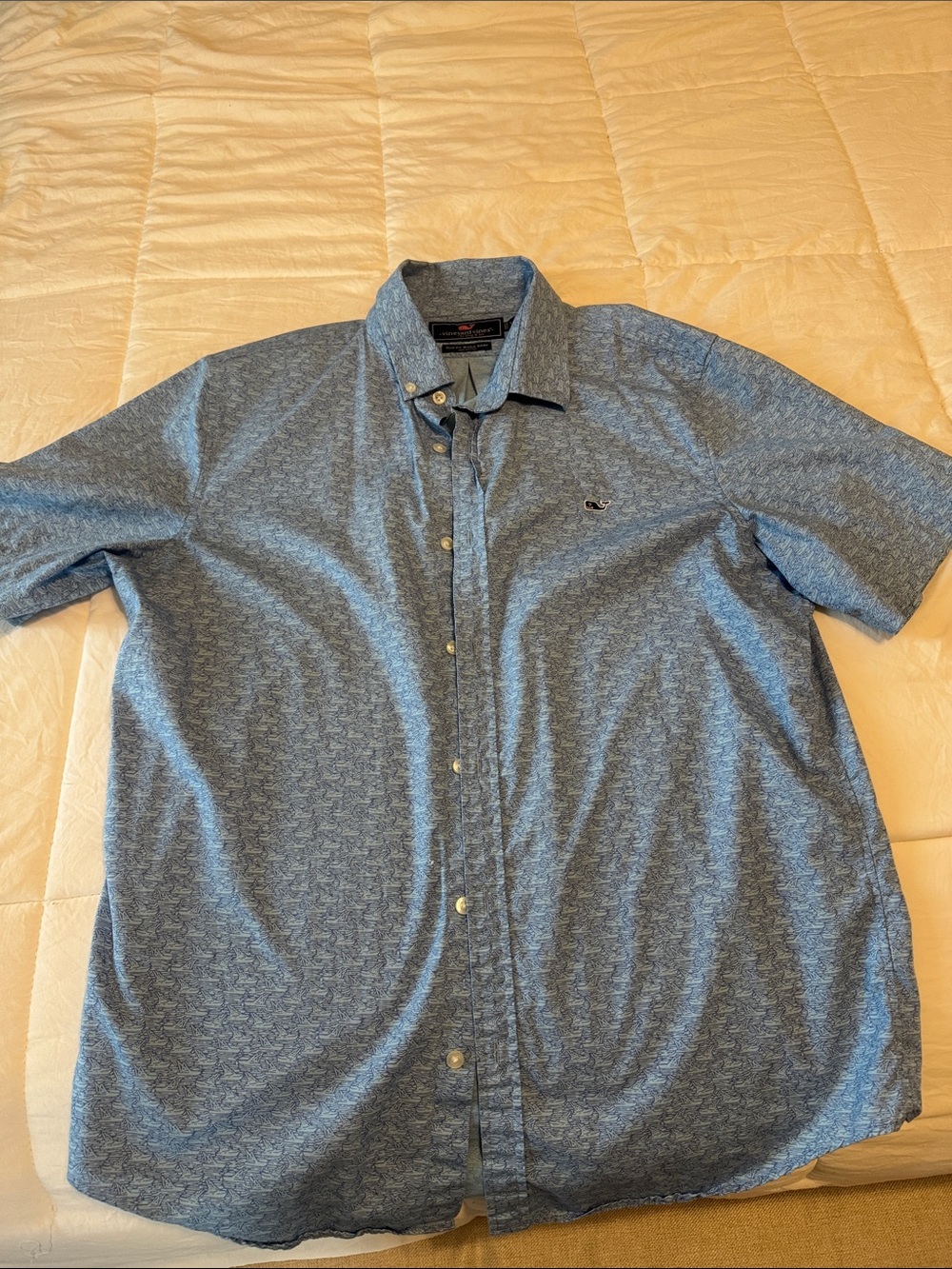 Vineyard Vines Short-Sleeve Button-Down in Heathered Blue